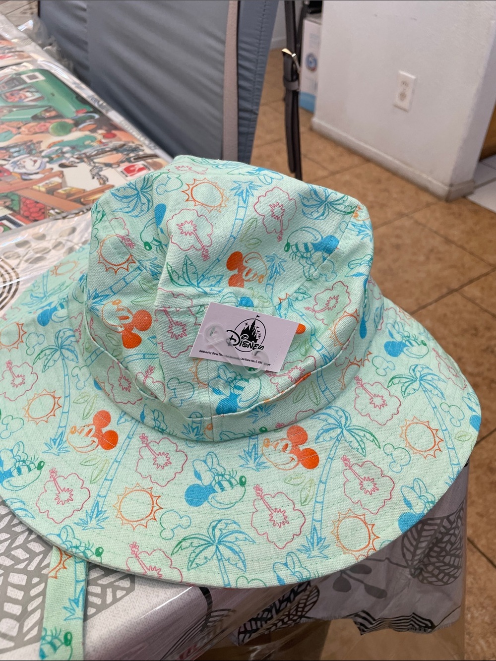 Disney Mint Green Mickey Mouse Bucket Hat with Multicolor Prints
